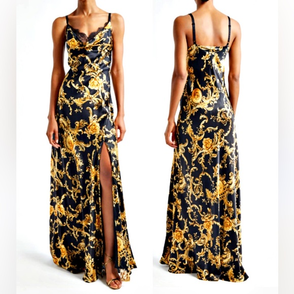 New L´AGENCE Venice Lace Cowl Neck 100% Silk Gown dress